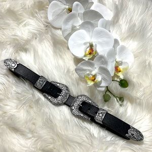 Western style double buckle belt